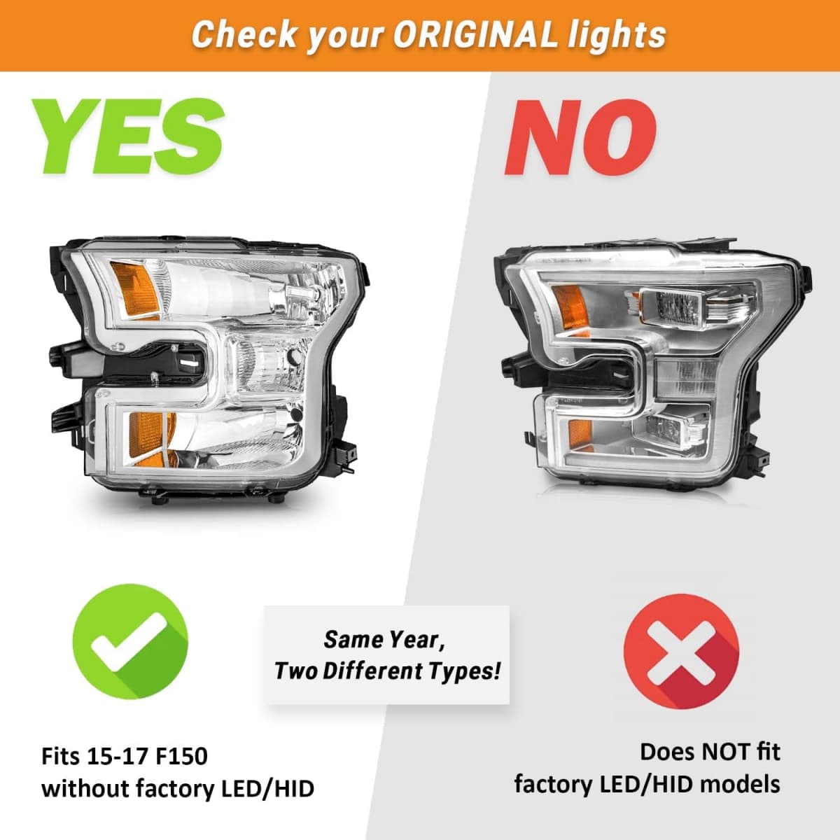 WEELMOTO Headlights Assembly for 2015 2016 2017 Ford F150 XL/XLT/Lariat thumbnail 3