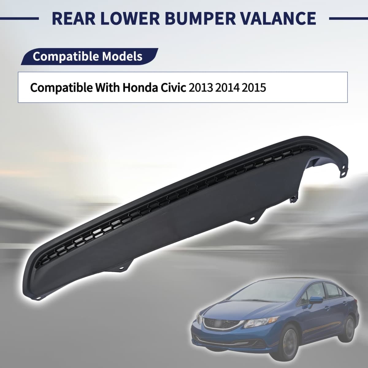 Magimaker Rear Lower Bumper Valance 04716TR3A90 Fit for Honda Civic 2013 2014 2015 PP Textured Black Board Rear Lower Bumper Guard Cover Panel, Air Deflector Valance Molding Trim Replace HO1195101 thumbnail 2