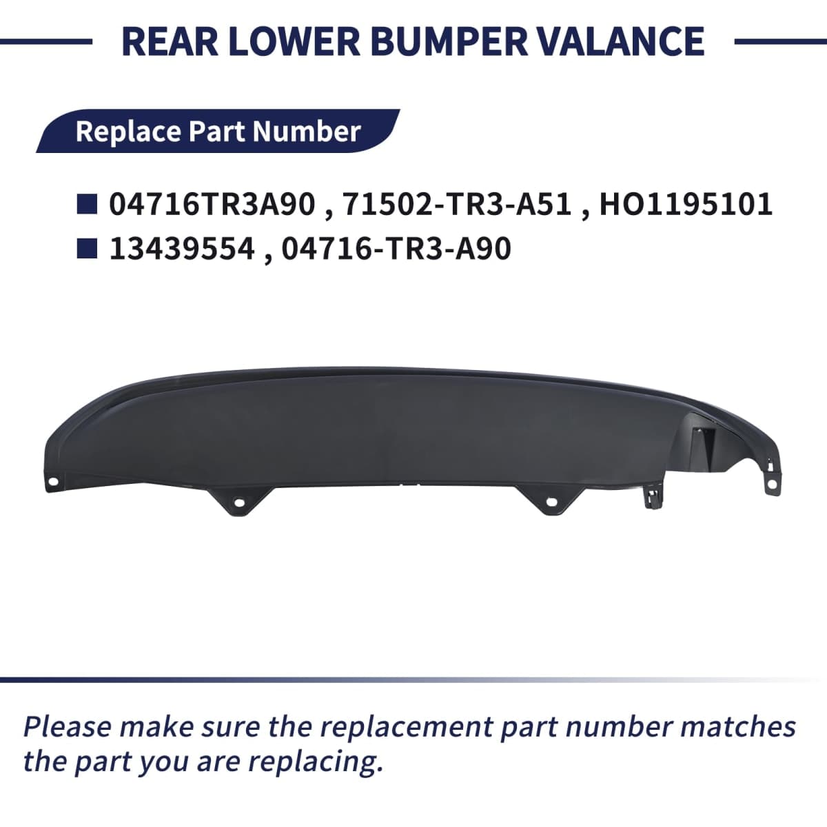 Magimaker Rear Lower Bumper Valance 04716TR3A90 Fit for Honda Civic 2013 2014 2015 PP Textured Black Board Rear Lower Bumper Guard Cover Panel, Air Deflector Valance Molding Trim Replace HO1195101 thumbnail 3