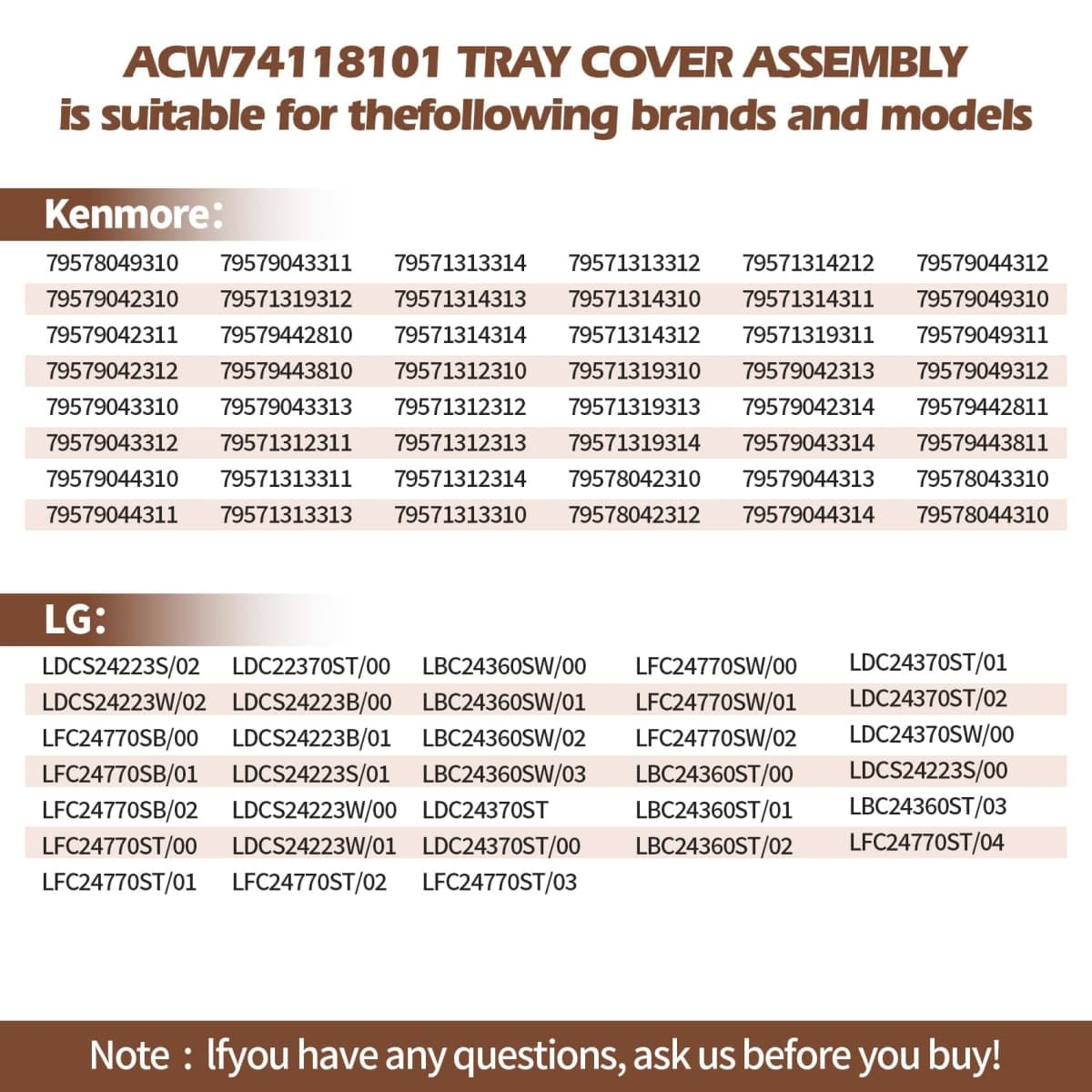ACW74118101 Decor Assembly Tray Bin Rack Cove, Replace MCR64973001 3380487 AP5956442, Compatible with LG, Kenmore, LDCS24223S/01, LFC24770ST/02, LDC24370ST, LFC24770SW, 79571319312, 79579043312 thumbnail 3