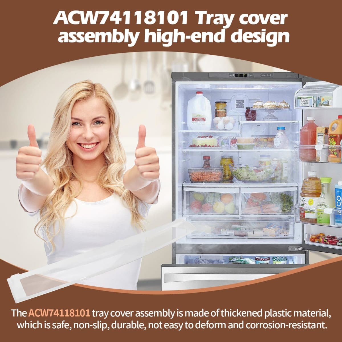 ACW74118101 Decor Assembly Tray Bin Rack Cove, Replace MCR64973001 3380487 AP5956442, Compatible with LG, Kenmore, LDCS24223S/01, LFC24770ST/02, LDC24370ST, LFC24770SW, 79571319312, 79579043312 thumbnail 5
