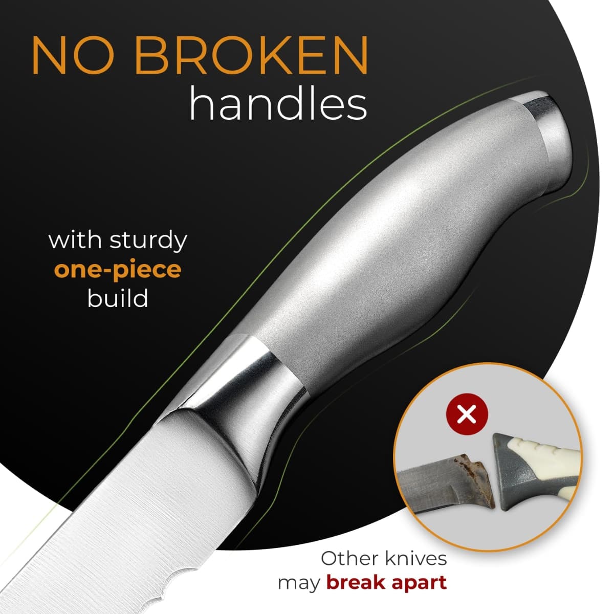 Orblue Serrated Bread Knife with Upgraded Stainless Steel Razor Sharp Wavy Edge Width - Bread Cutter Ideal for Slicing Homemade Bread, Bagels, Cake (8-Inch Blade with 5-Inch Handle) thumbnail 3