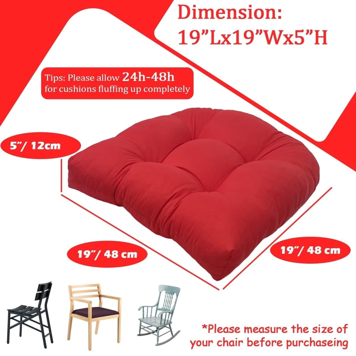 MTMR 2Pcs Outdoor Chair Cushions, Patio Furniture Seat Pads, Waterproof thumbnail 5