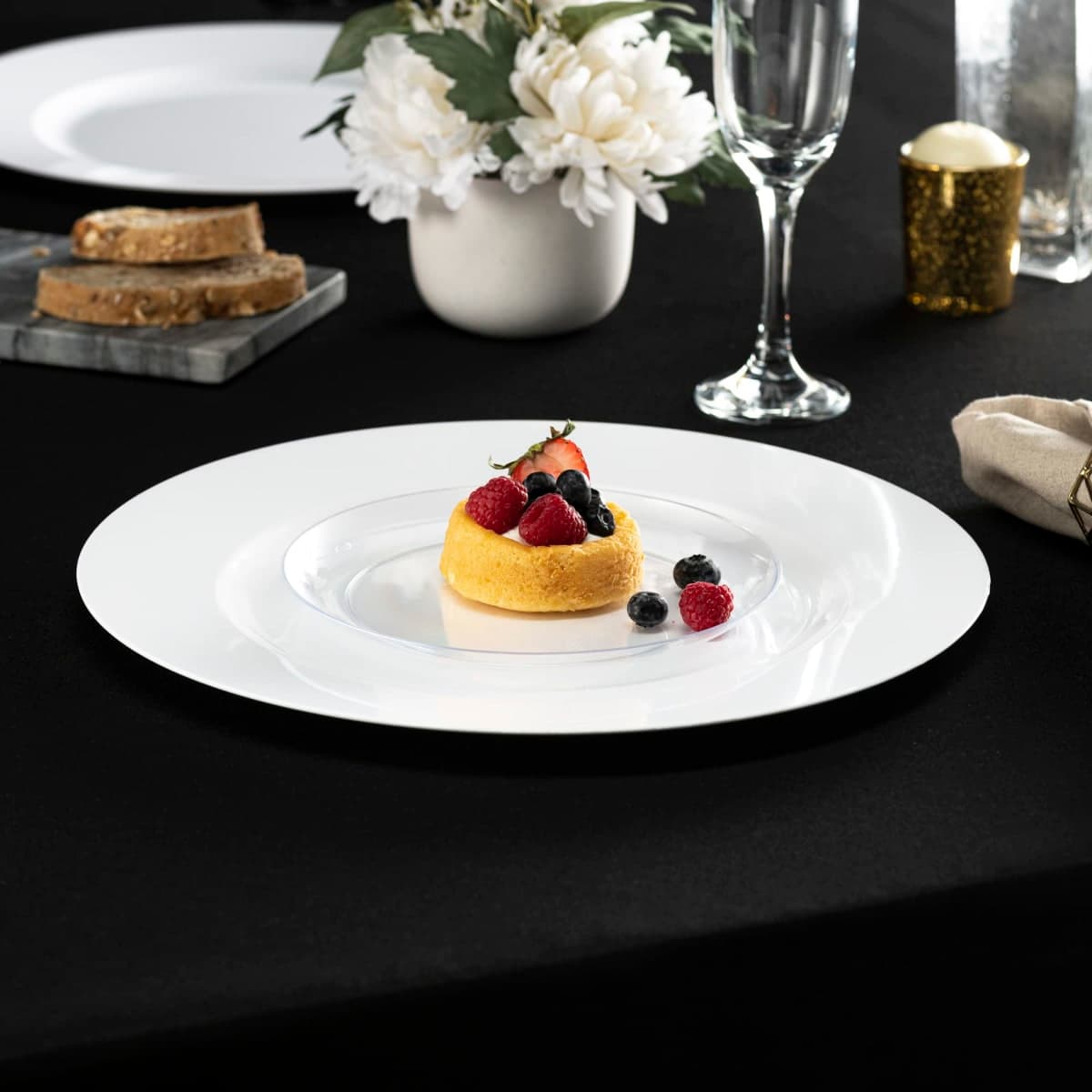 ELEGANT DISPOSABLES 13'' Party Chargers Large Plates & Platters Great for Elegant Party's Weddings Tableware Great for Serving dish (White, 12) thumbnail 3
