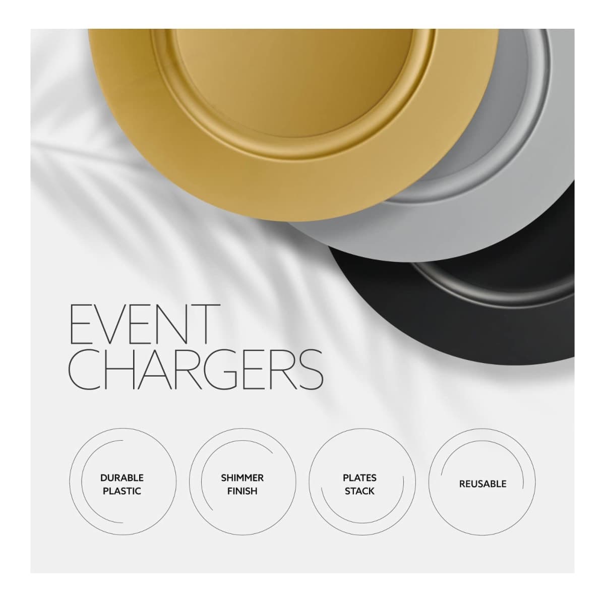 ELEGANT DISPOSABLES 13'' Party Chargers Large Plates & Platters Great for Elegant Party's Weddings Tableware Great for Serving dish (White, 12) thumbnail 5