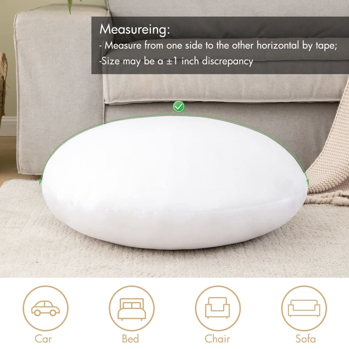 MIULEE 24 Inch Round Throw Pillows Hypoallergenic Pillow Insert Form Stuffer Sham for Decorative Cushion Bed Couch Sofa Gift Wedding thumbnail 4