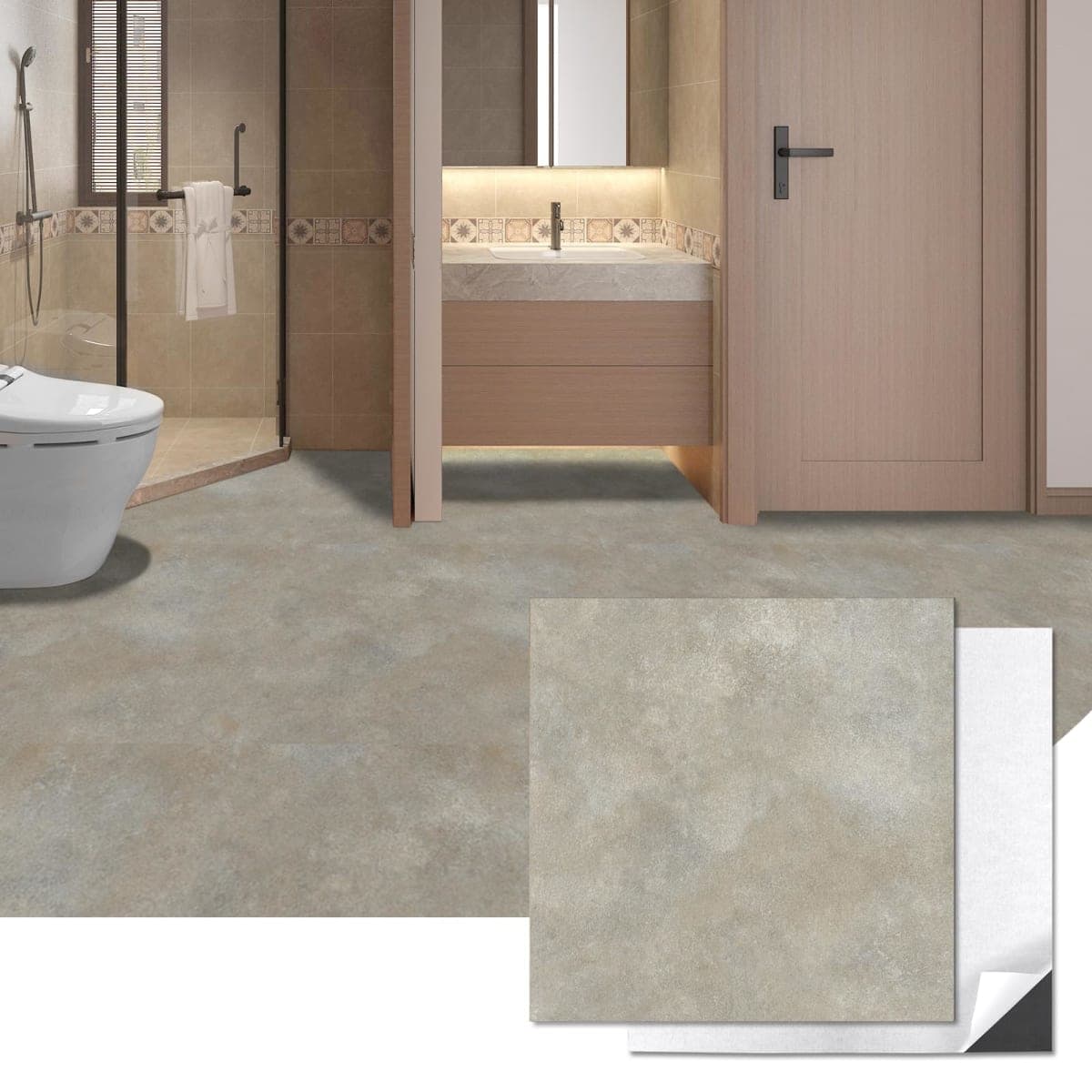 Art3d 30-Pack Peel and Stick Vinyl Floor Tiles, 12 x 12 in, Slate — image 1