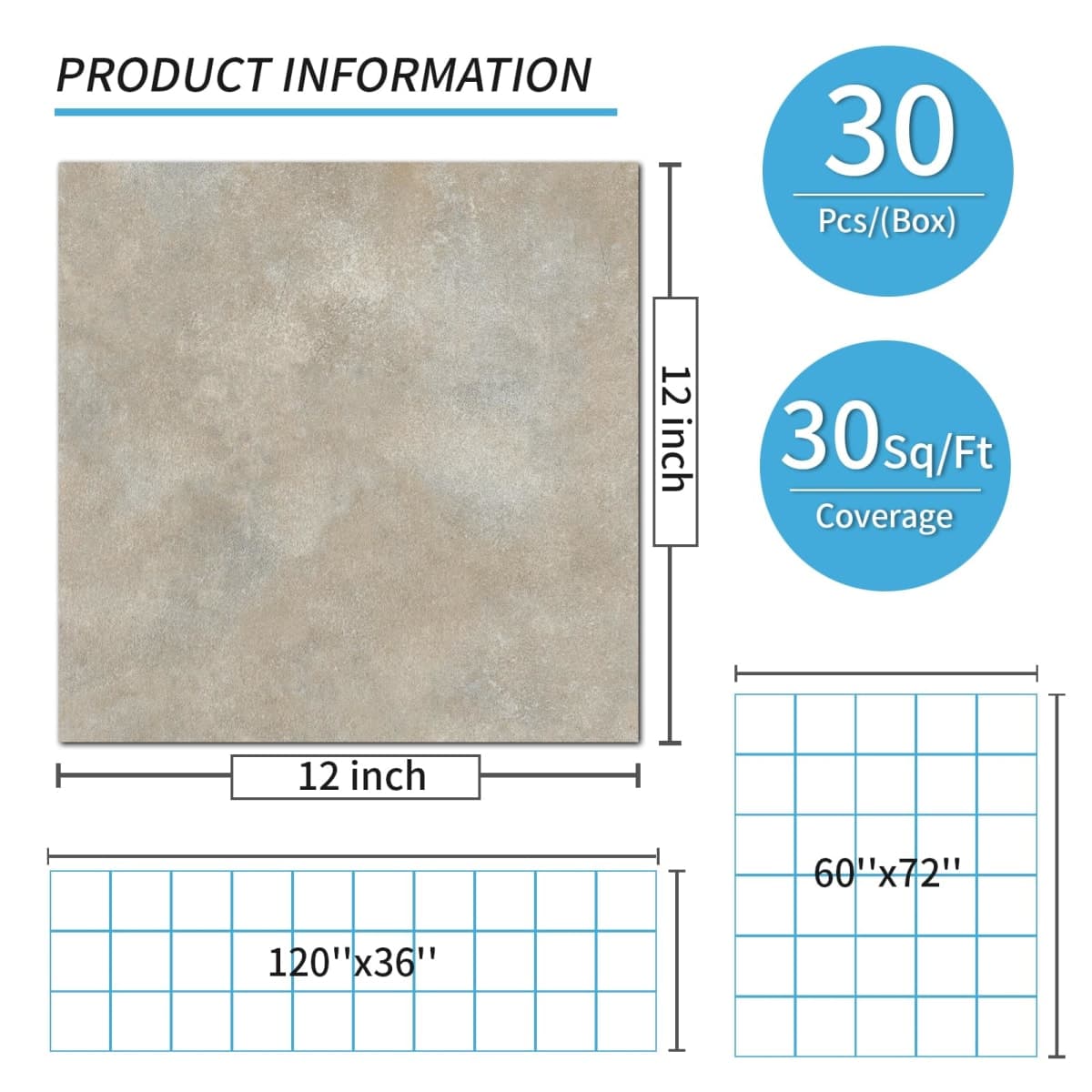 Art3d 30-Pack Peel and Stick Vinyl Floor Tiles, 12 x 12 in, Slate thumbnail 4
