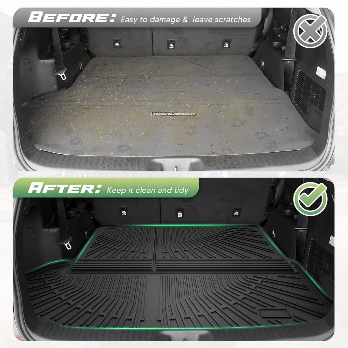 Cartist Cargo Liner for Toyota Highlander 2014-2019, All Weather Cargo Mats for Highlander Accessories, Heavy Duty TPE Trunk Mat, Car Accessories thumbnail 3