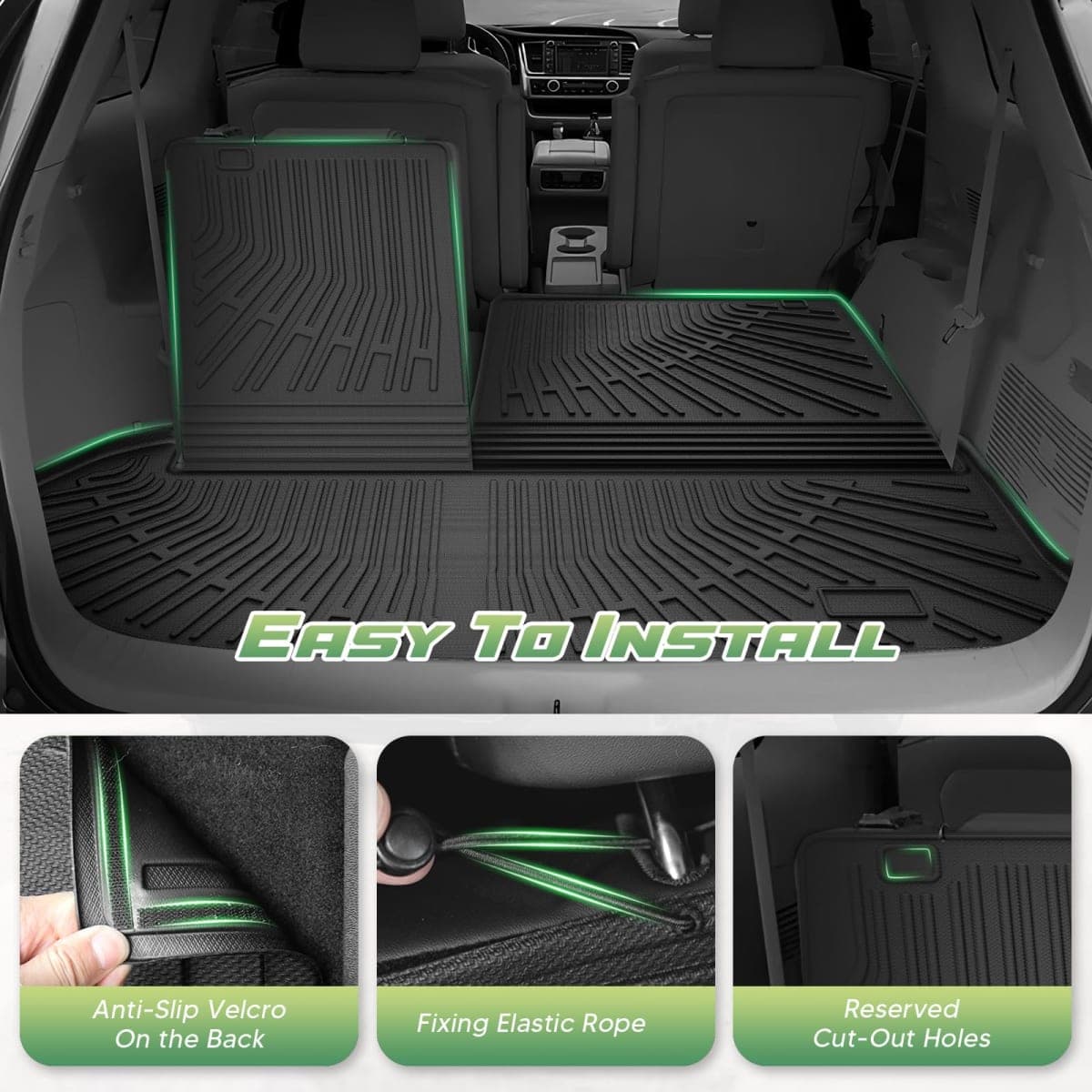 Cartist Cargo Liner for Toyota Highlander 2014-2019, All Weather Cargo Mats for Highlander Accessories, Heavy Duty TPE Trunk Mat, Car Accessories thumbnail 5