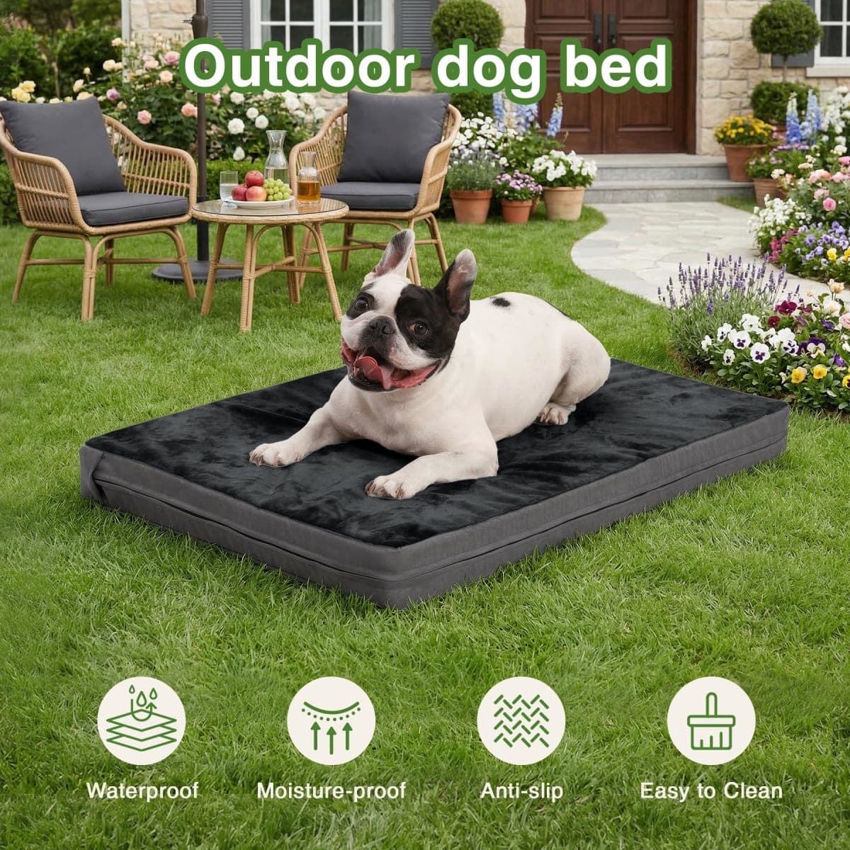 Waterproof Small Dog Bed Crate Pad 24 inch, Washable Puppy Bed Orthopedic with Removable Cover Reversible, Foam Dogs Bed, Cat Bed Kennel Pad 23" x17, Durable Anti-Slip Bottom, Gray thumbnail 3