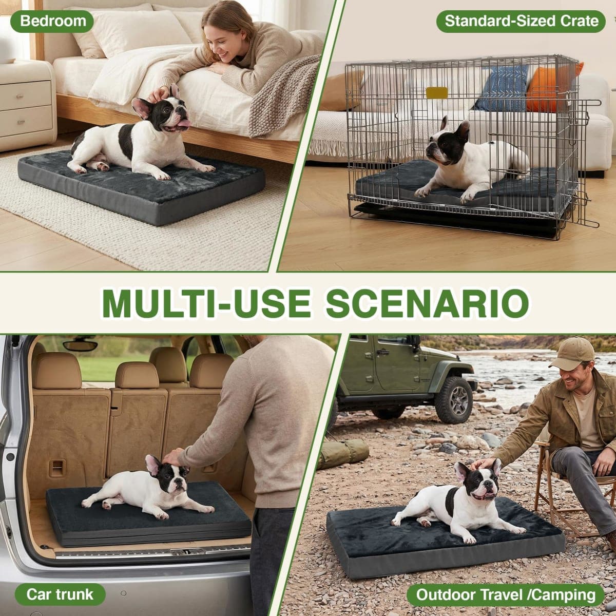 Waterproof Small Dog Bed Crate Pad 24 inch, Washable Puppy Bed Orthopedic with Removable Cover Reversible, Foam Dogs Bed, Cat Bed Kennel Pad 23" x17, Durable Anti-Slip Bottom, Gray thumbnail 4
