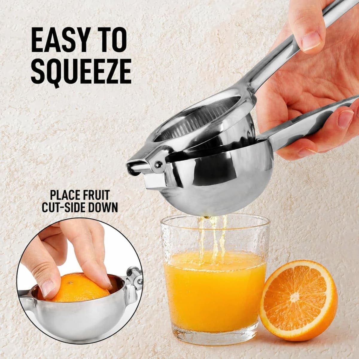 Zulay Extra Large Lemon Squeezer Stainless Steel - Easy Squeeze Manual Heavy Duty Lemon Juicer Hand Press - Ergonomic Citrus Squeezer & Fruit Juicer for Oranges, Lemons, & Limes thumbnail 3