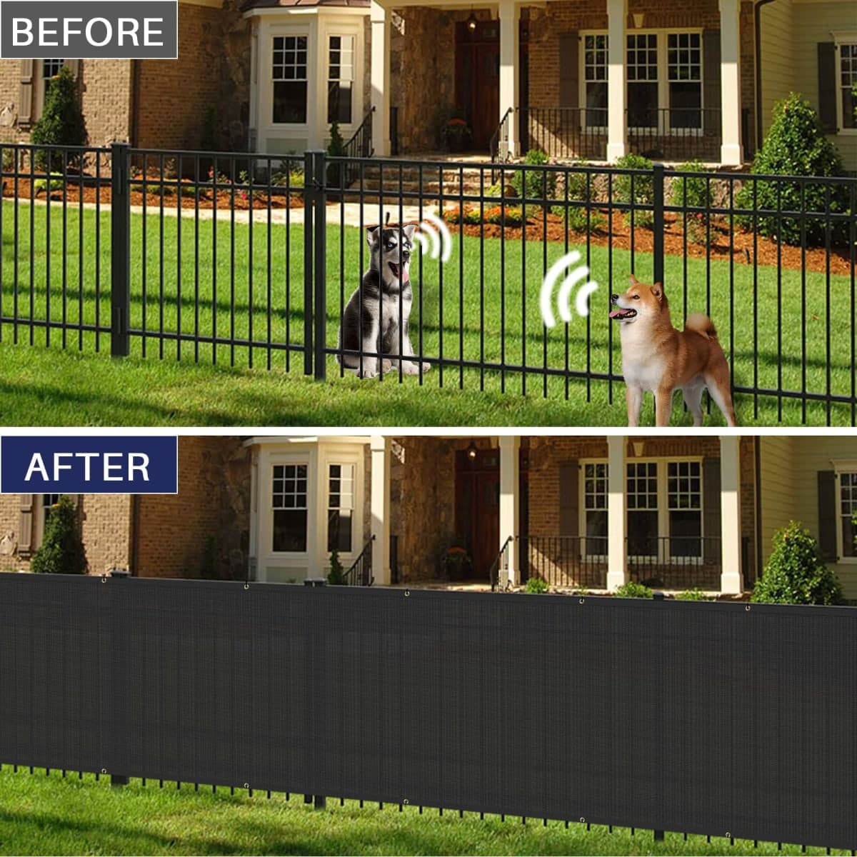 Windscreen4less Heavy Duty Privacy Screen Fence in Color Solid Black 6' x 50' Brass Grommets w/3-Year Warranty 150 GSM (Customized thumbnail 2