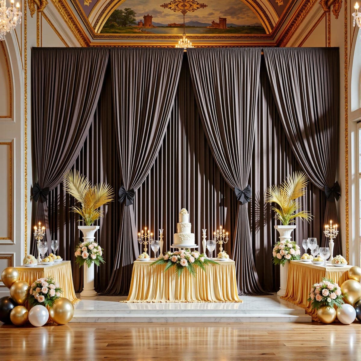 50FTx12FT Brown Backdrop Curtains for Weddings, Birthdays and Photography thumbnail 2