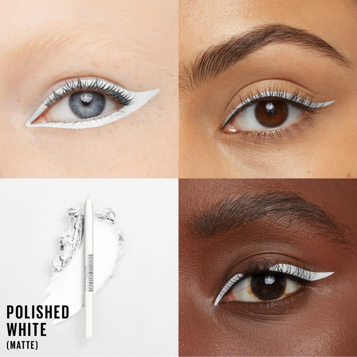 Maybelline TattooStudio Long-Lasting Sharpenable Eyeliner Pencil, Glide on Smooth Gel Pigments with 36 Hour Wear, Waterproof, Polished White, 1 Count thumbnail 2
