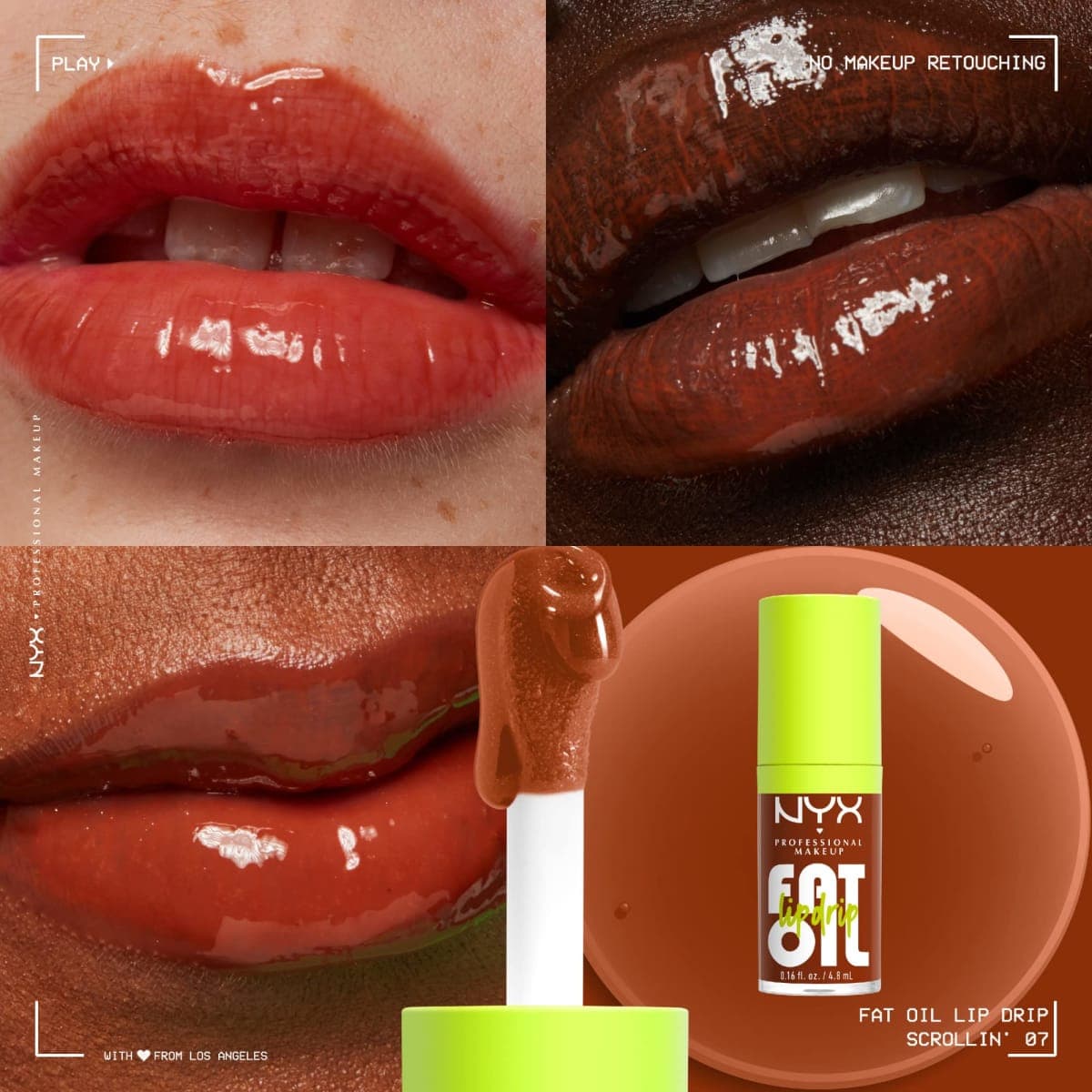 NYX Professional Makeup Lip Gloss, High Shine, Non-Sticky FInish, 12 Hours Hydrating, Fat Applicator, With Squalane, Raspberry and Cloudberry Oils, Fat Oil Lip Drip, Shade: SCROLLIN (Brown) thumbnail 2