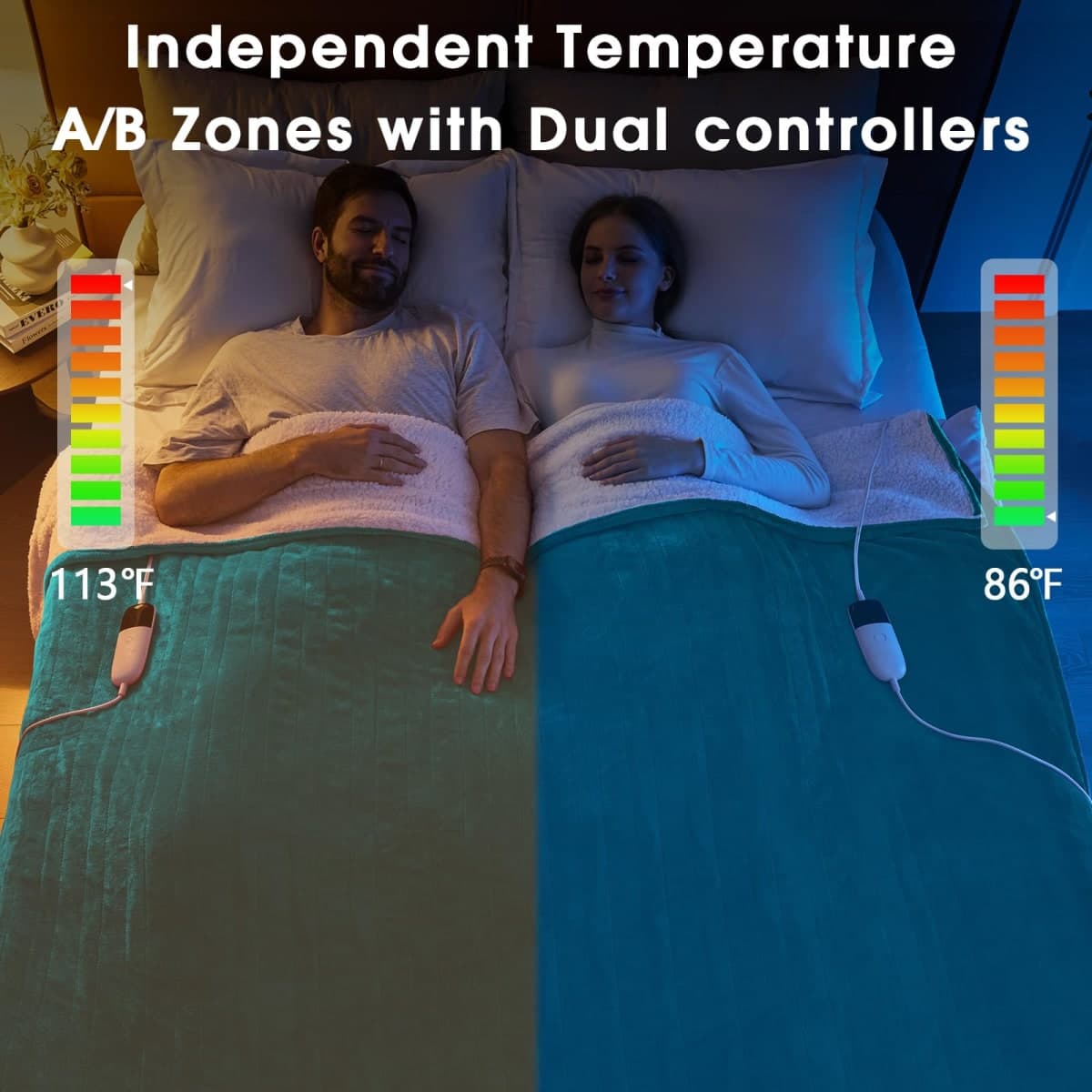 Heated Electric Blanket Queen Size - 84" x 90" Heating Blanket with Dual Control, 10 Heating Levels & 8 Hours Auto Off, Soft Warm Flannel Blanket, Christmas Birthday Gifts for Senior Grandma thumbnail 2