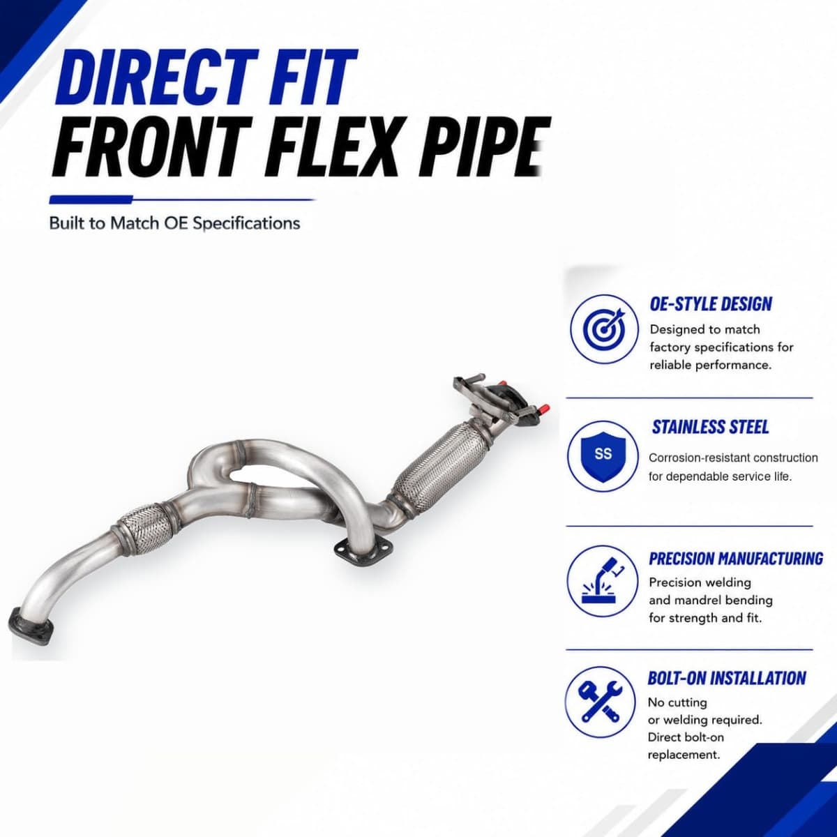 Front Flex Exhaust Pipe for 2007-2009 Hyundai Santa Fe GLS 2.7L HS01F thumbnail 3