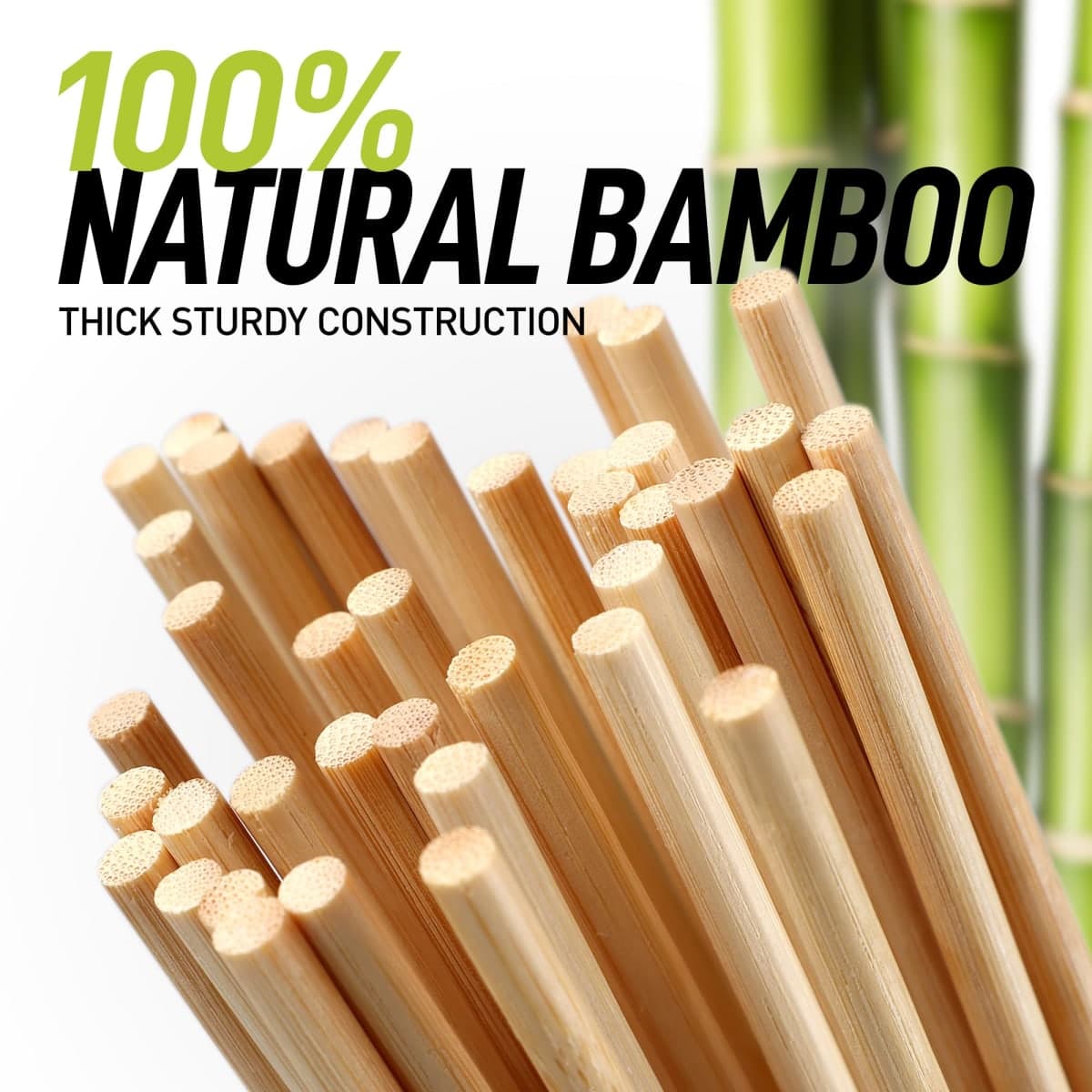 Zulay Kitchen Authentic Bamboo Skewers - 100, 12" Roasting Sticks - 5mm Heavy-Duty Bamboo Skewers - Thick BBQ Sticks - Ideal for Grilling & Camping thumbnail 2