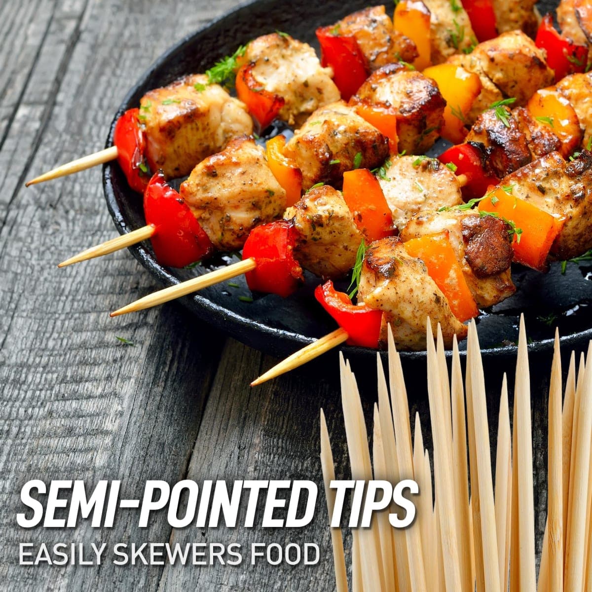 Zulay Kitchen Authentic Bamboo Skewers - 100, 12" Roasting Sticks - 5mm Heavy-Duty Bamboo Skewers - Thick BBQ Sticks - Ideal for Grilling & Camping thumbnail 3
