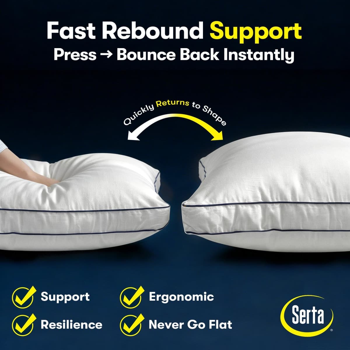 Serta Hotel Collection Bed Pillows Queen/Standard Size Set of 2, 18"x26" thumbnail 2
