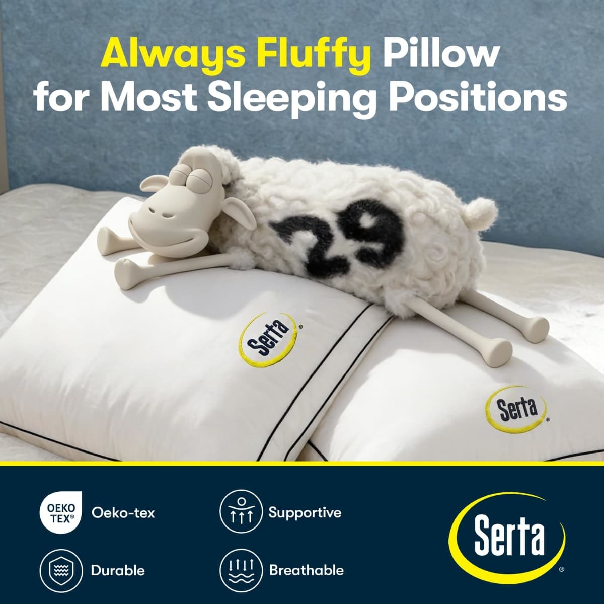 Serta Hotel Collection Bed Pillows Queen/Standard Size Set of 2, 18"x26" thumbnail 4