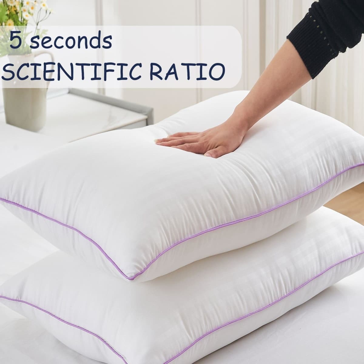 Bed Pillows King Size Set of 2,side sleeper pillow,Down Alternative Fill thumbnail 2