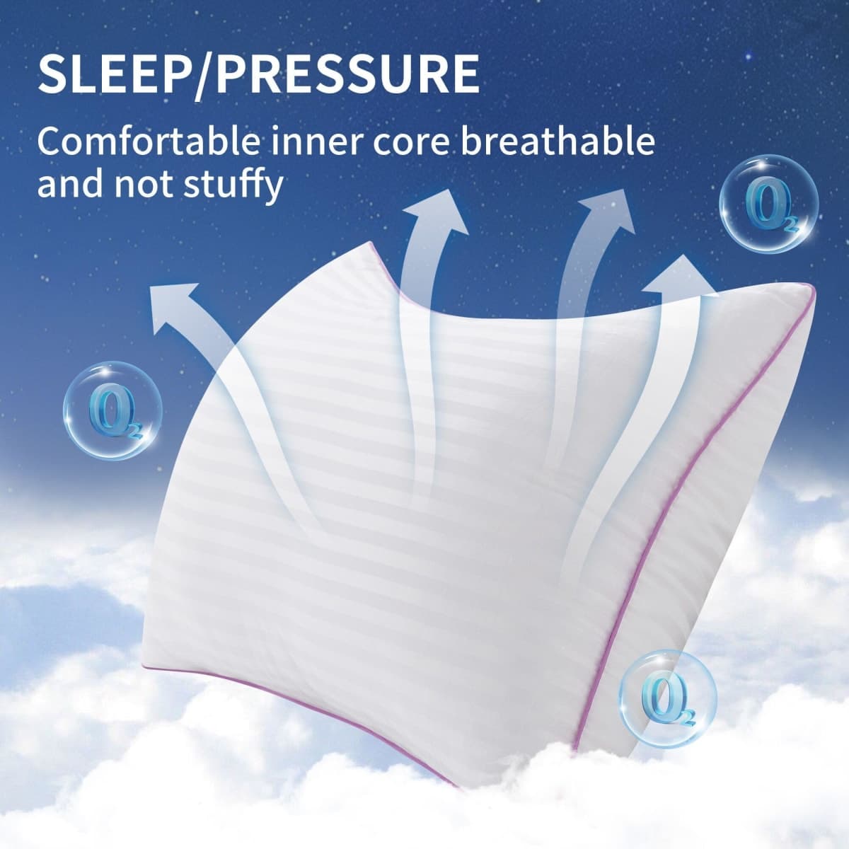 Bed Pillows King Size Set of 2,side sleeper pillow,Down Alternative Fill thumbnail 3