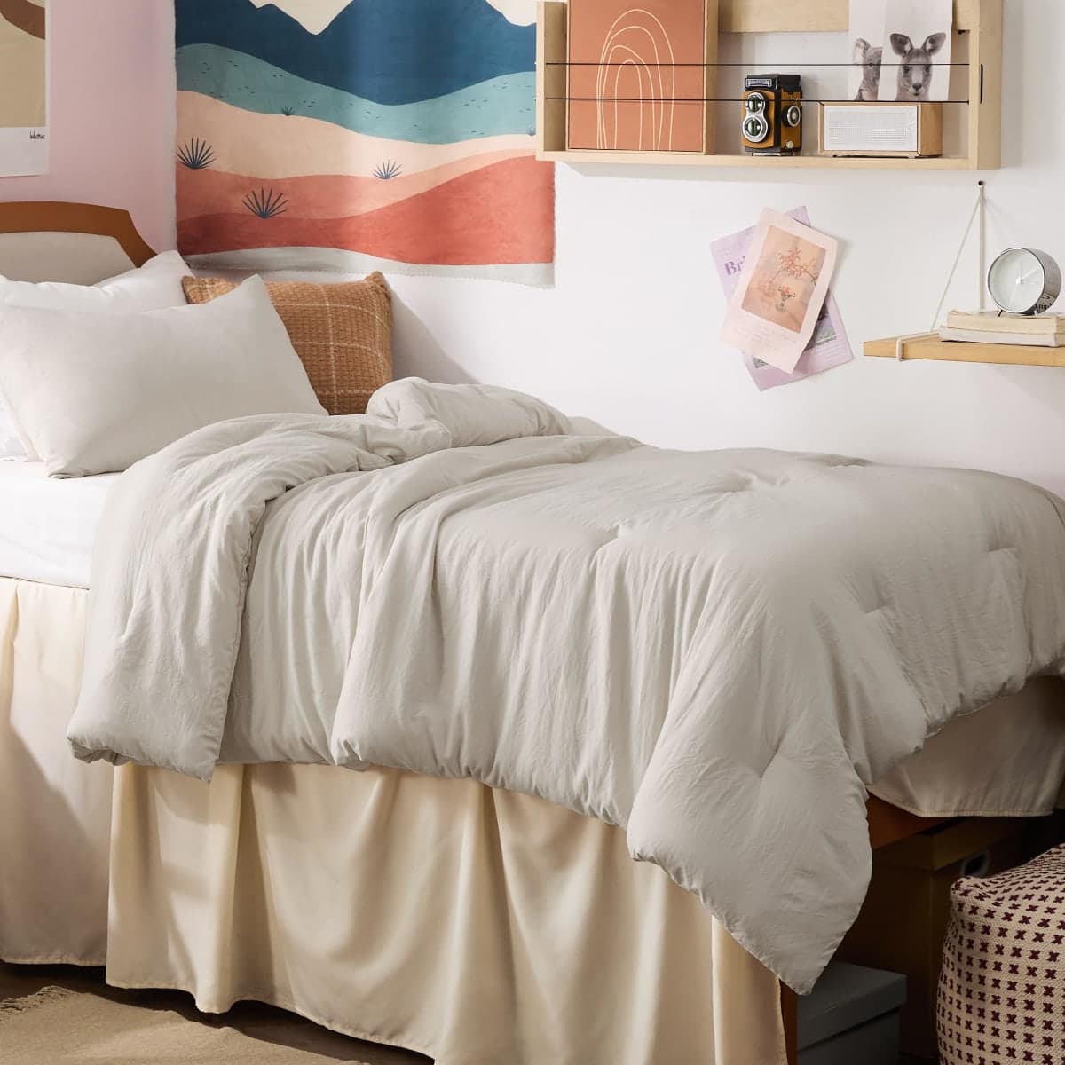 Bedsure King Comforter Set Prewashed Soft Bedding 3Pcs Muted Linen 104"x90" thumbnail 2