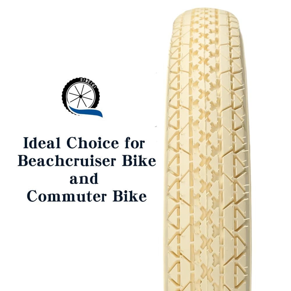 26x2.125 Cruiser Beach Bike Tires and Tubes Cream (26x2.125, Cream-2 Tires 2 Tubes) thumbnail 3