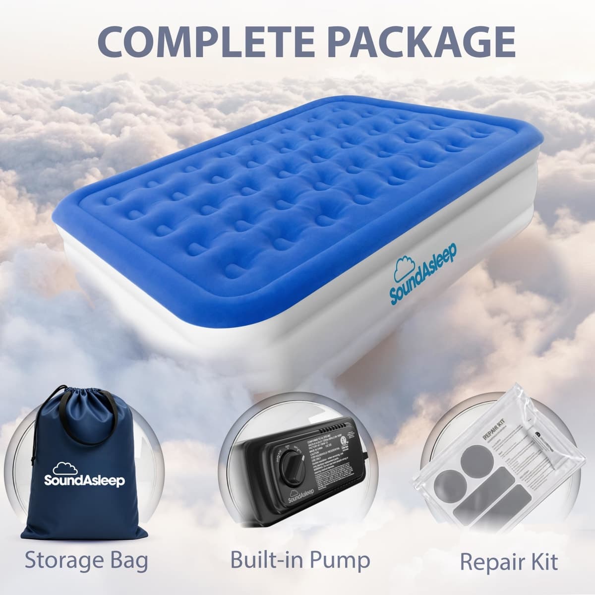 SoundAsleep Products Dream Series Air Mattress with ComfortCoil Technology and Internal Built in High Capacity Pump - Foldable, Inflatable, Durable - Queen Size thumbnail 3