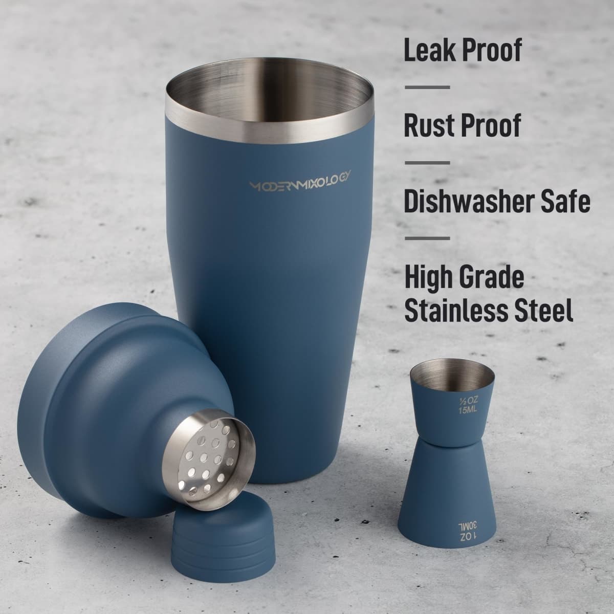 Navy Blue-Mixology Bartender Kit - 2-Piece Matte Cocktail Shaker Set thumbnail 2