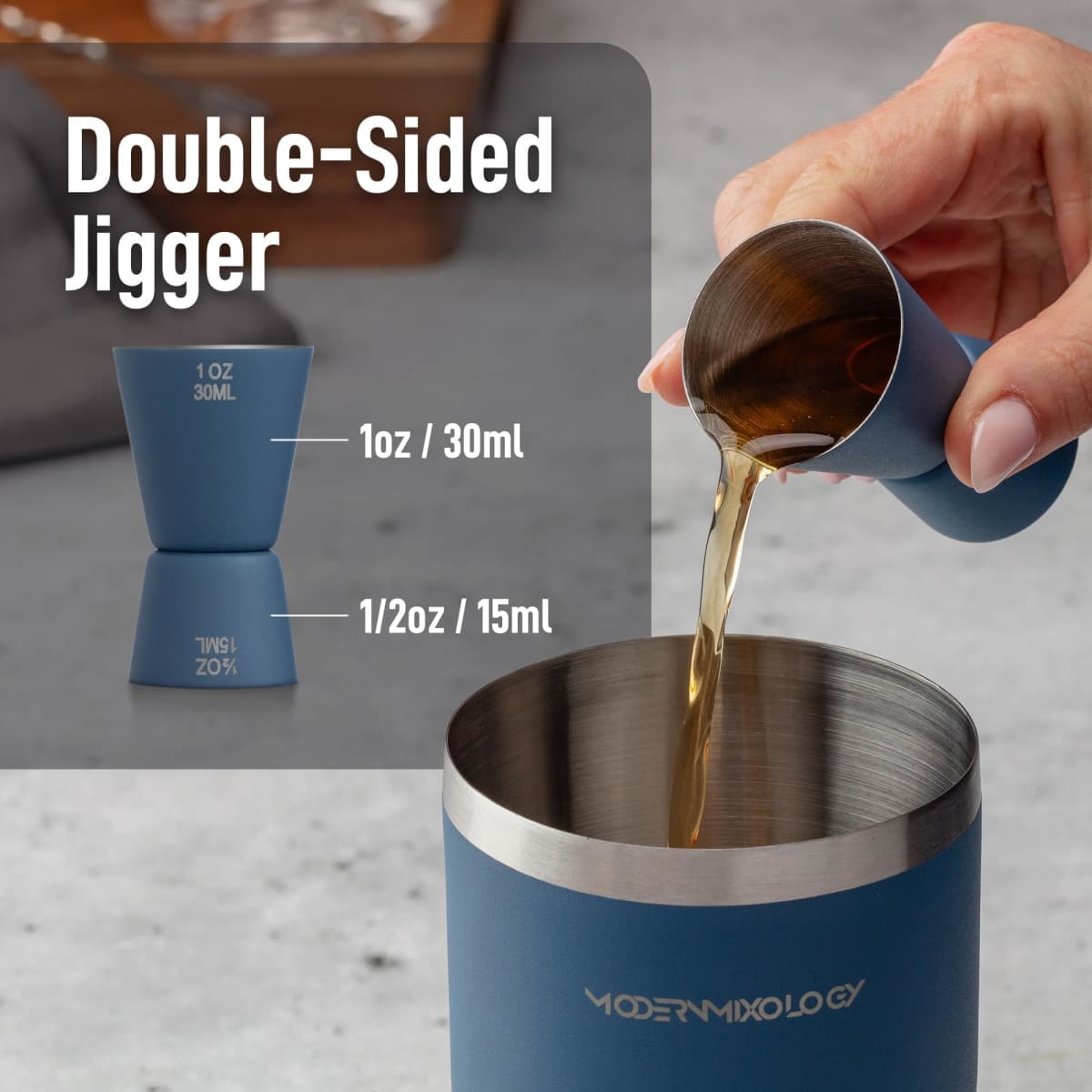 Navy Blue-Mixology Bartender Kit - 2-Piece Matte Cocktail Shaker Set thumbnail 5