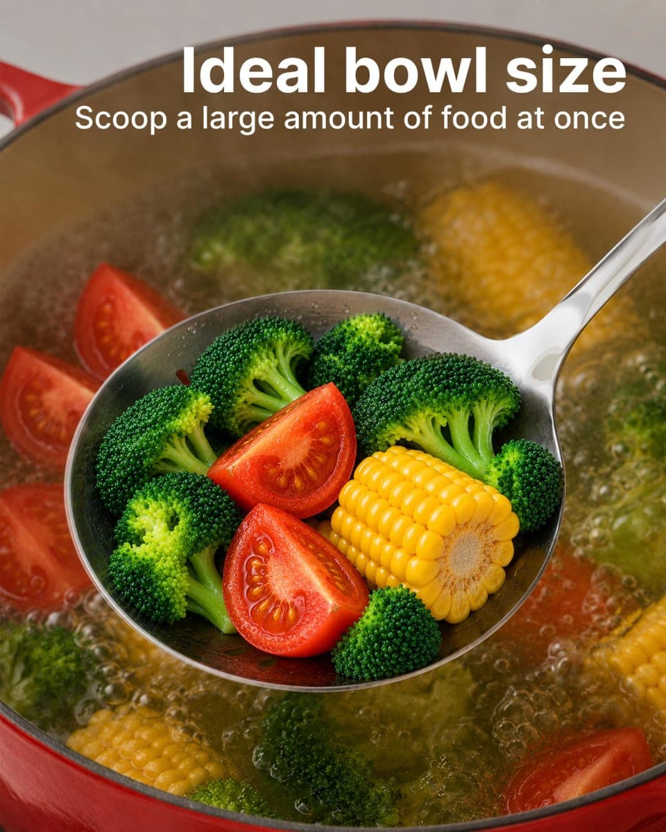 Zulay Kitchen Skimmer Spoon - Stainless Steel Slotted Spoon with Extra Large Bowl, Built-in Hang Hole & Comfortable Grip Handle - Durable Food Grade Strainer Spoon for Draining & Frying (14.5 inch) thumbnail 5