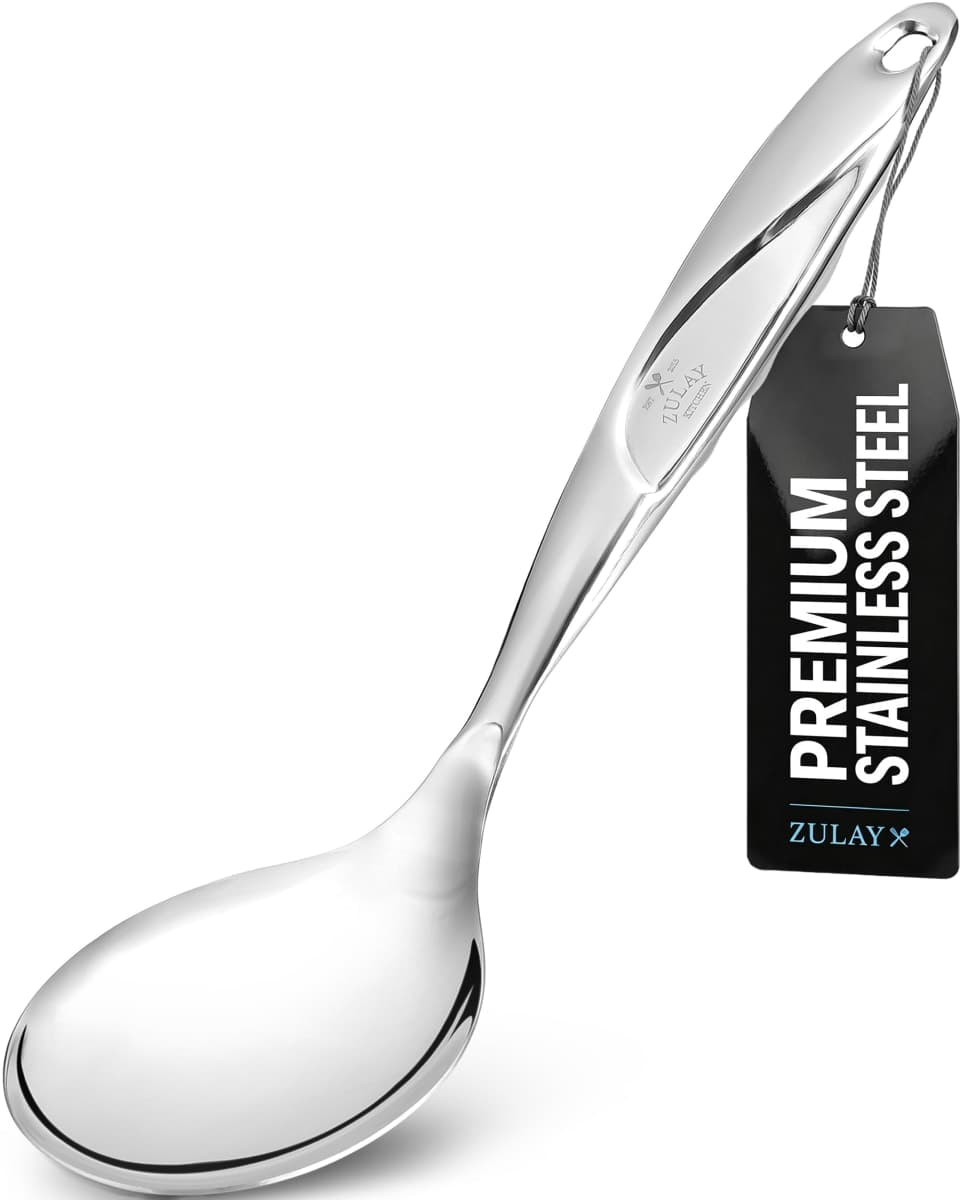 Zulay Kitchen 11.5 inch Stainless Steel Serving Spoon - Solid One-Piece Cooking Spoon with Comfortable Handle - Multipurpose Kitchen Spoon for Serving, Cooking, Mixing — image 1