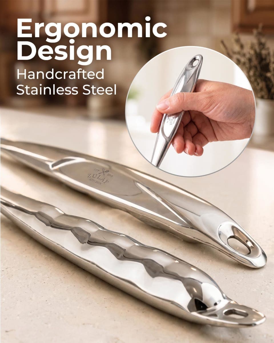 Zulay Kitchen 11.5 inch Stainless Steel Serving Spoon - Solid One-Piece Cooking Spoon with Comfortable Handle - Multipurpose Kitchen Spoon for Serving, Cooking, Mixing thumbnail 4