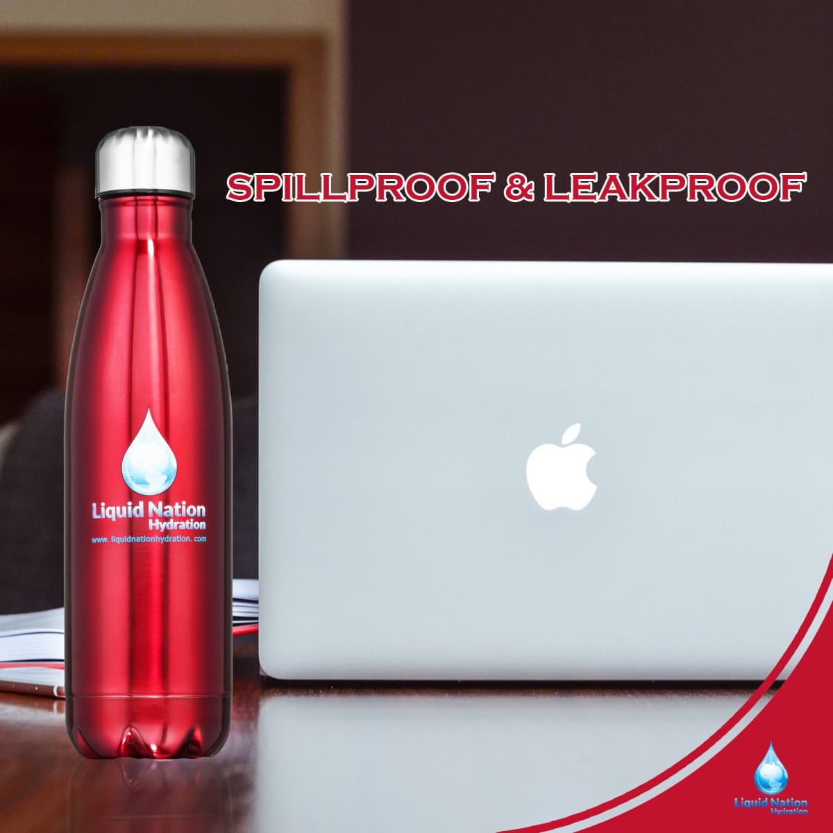 Insulated Cold/Hot Drip Free Stainless Steel Water Bottle 16 oz. by Liquid Nation Hydration thumbnail 4