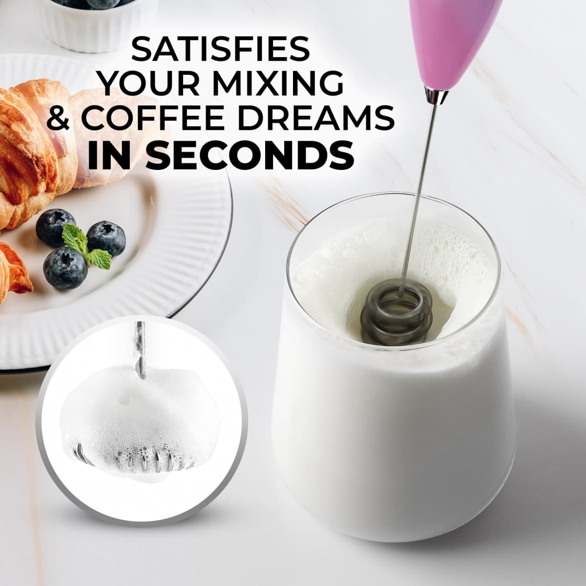 ZK Milk Frother OG Tornado Whisk w Stand - Teal Pink Fade - 4B thumbnail 2