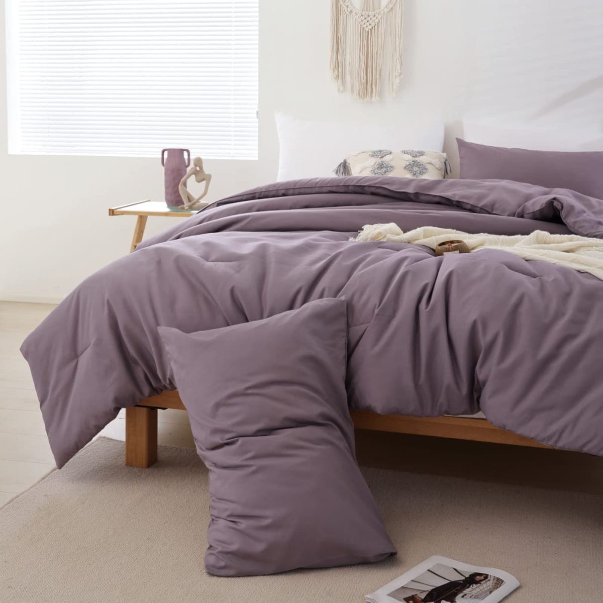 ROSGONIA Dusty Purple Comforter Set Queen, 3pcs Comforter for Queen Size Bed (1 Boho Purple Comforter & 2 Pillowcases),All Season Bedding Comforters & Sets, Lightweight Bedspread Blanket Quilt, Gifts thumbnail 4