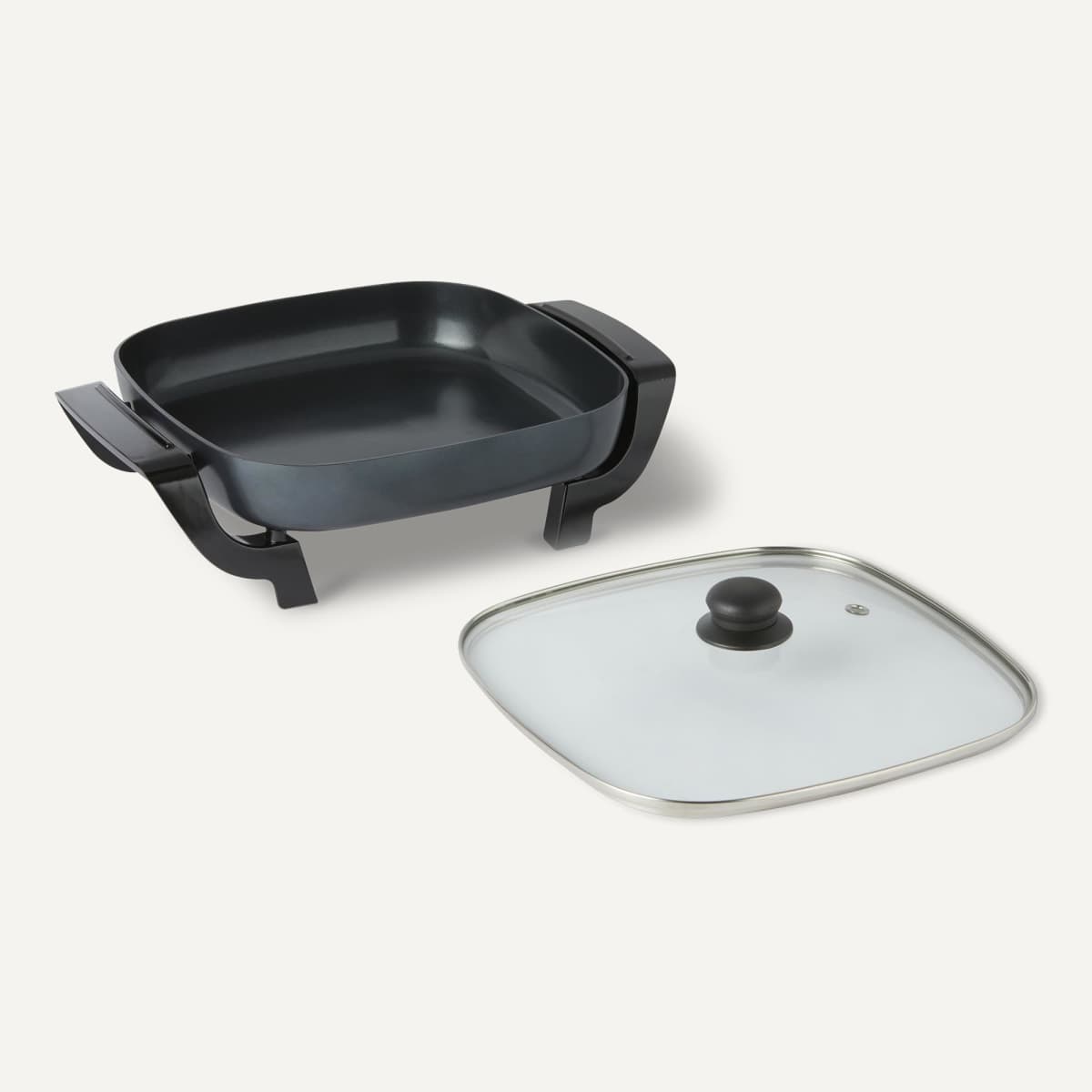 Amazon Basics Electric Skillet and Frying Pan with Glass Lid, Nonstick Ceramic Coating, Adjustable Temperature Control, 15.6 x 12.1 x 6.9 inch, Black thumbnail 3