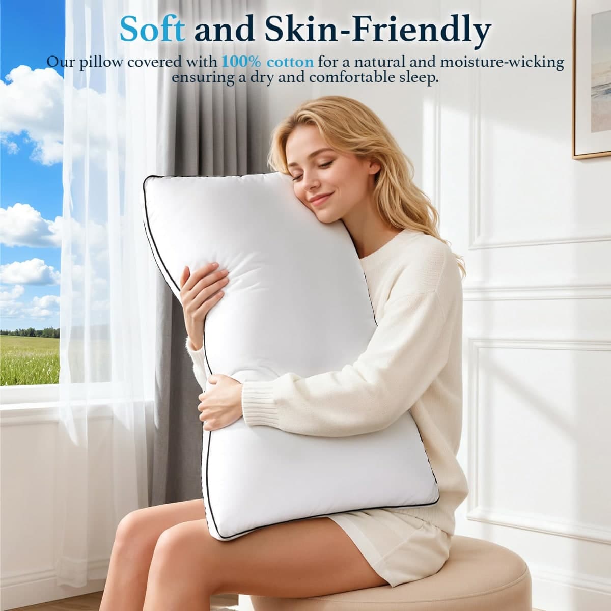 LIANLAM RDS & Oeko‑TEX Certified Hungarian Goose Down Pillow King Size 2 Pack, Luxury Hotel Soft Fluffy for Back & Side Sleepers(20"x36",2 Pack) thumbnail 3