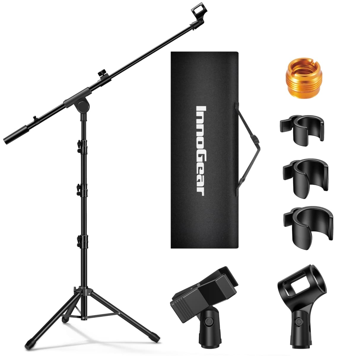 InnoGear Mic Stand Tripod Boom Arm Floor Microphone Stand Height Adjustable — image 1