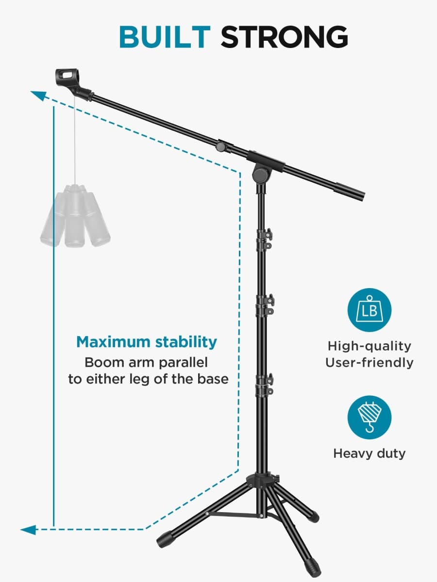 InnoGear Mic Stand Tripod Boom Arm Floor Microphone Stand Height Adjustable thumbnail 4