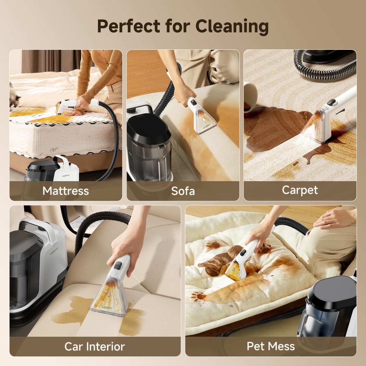 Uwant 18Kpa Upholstery Cleaner Machine with Pet Pro Cleaner&Tools Set of 1 thumbnail 5