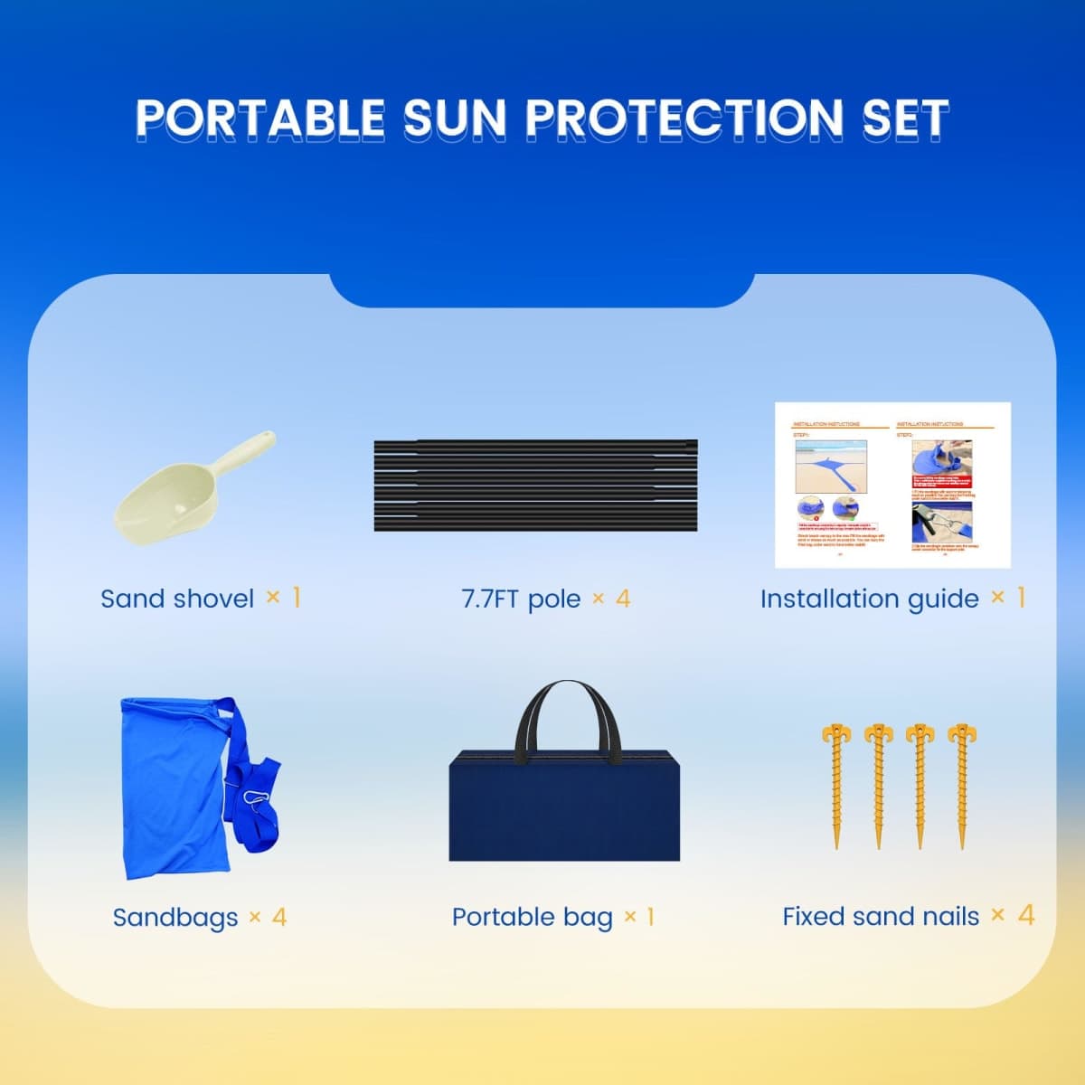 besuhot Beach Tent Sun Shelter 10x10FT Beach Shade Canopy with 8 Sandbags, UPF 50+ Protection Beach Shade Canopy, Outdoor Tent for Beach Camping Trips, Fishing, Backyard thumbnail 4