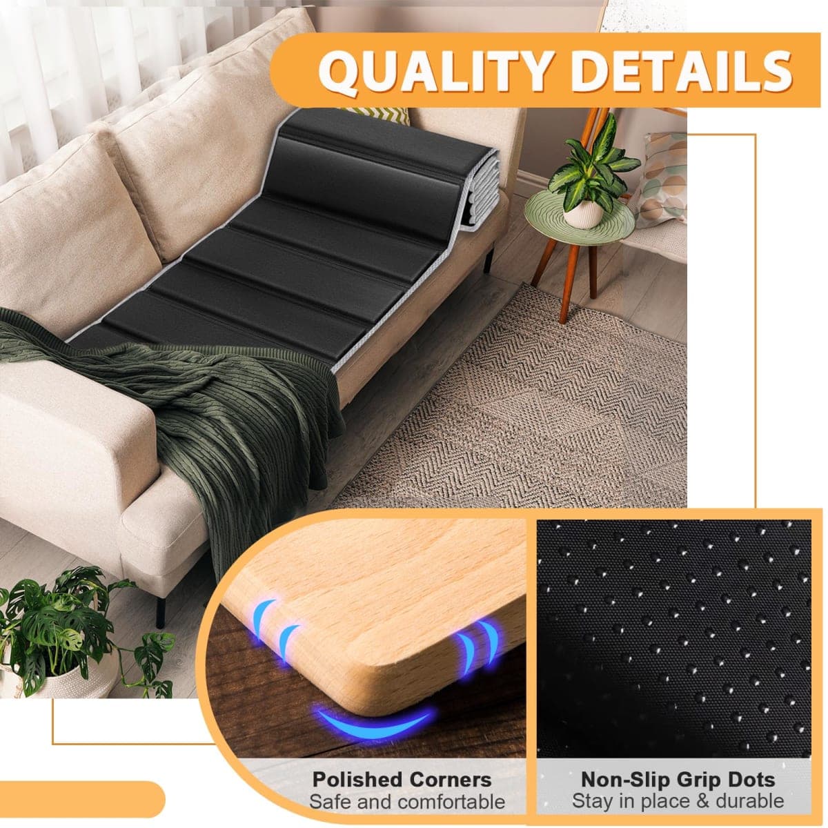 LAVEVE Heavy Duty Couch Cushion Support Board for Sagging Sofa, 24''x72'' Extra Thick Solid Wood Under Couch Insert with Anti-Slip Dots, Repair Sagging Spring Sofa and Replace Worn Cushions thumbnail 4