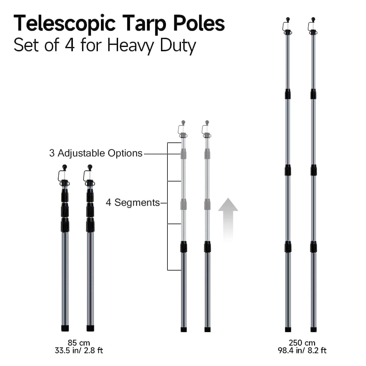 SANLIKE Aluminum Tent Poles for Tarp, 8.2' Telescoping Poles Set of 4 thumbnail 2
