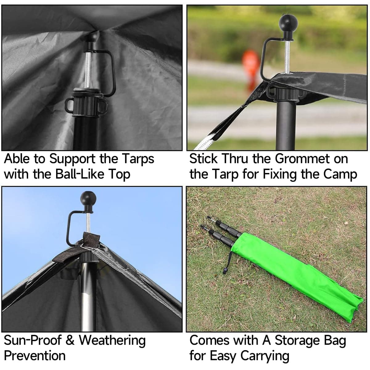 SANLIKE Aluminum Tent Poles for Tarp, 8.2' Telescoping Poles Set of 4 thumbnail 3