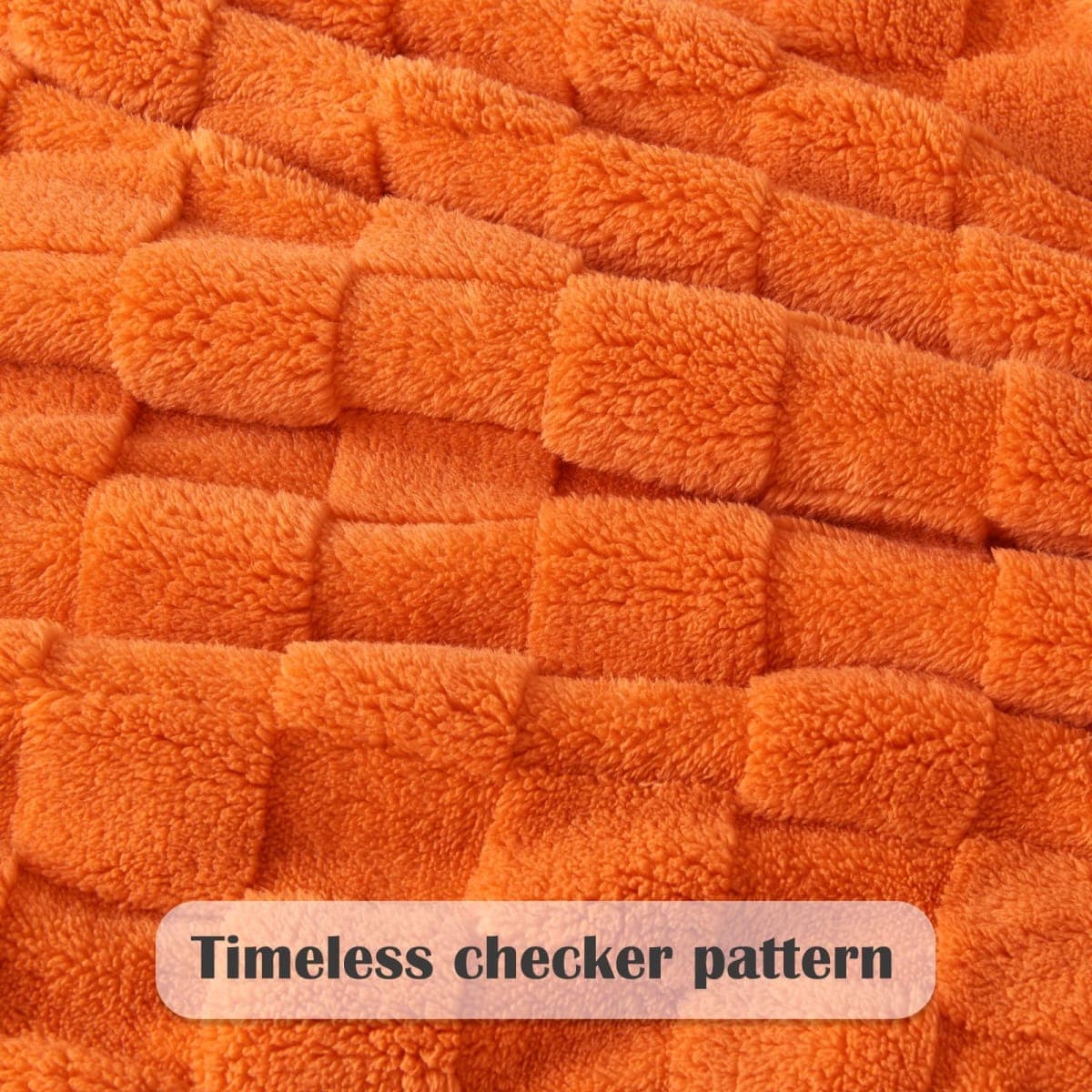 NEWCOSPLAY 3D Checkered Flannel Queen Blanket, Orange Checkered, 90"x90" thumbnail 5